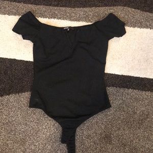 Black off shoulder body suit